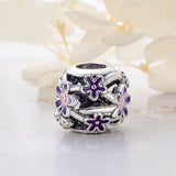 925 Silver Purple Daisy Flower Butterfly Safety Chain Charm