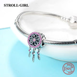 925 Silver Purple Dream Catcher Charms Bead for Bracelet