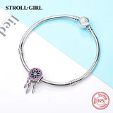 925 Silver Purple Dream Catcher Charms Bead for Bracelet