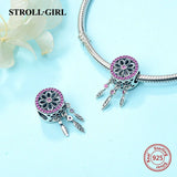 925 Silver Purple Dream Catcher Charms Bead for Bracelet