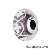 925 Silver Purple Flower Charms for European Snake Bracelets