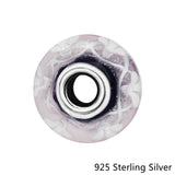 925 Silver Purple Flower Charms for European Snake Bracelets