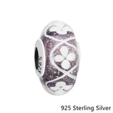 925 Silver Purple Flower Charms for European Snake Bracelets