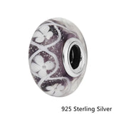 925 Silver Purple Flower Charms for European Snake Bracelets