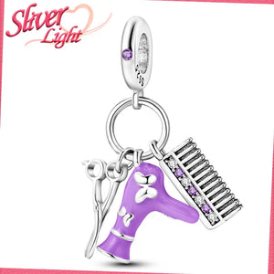 925 Silver Purple Hair Elements Pendant for Woman