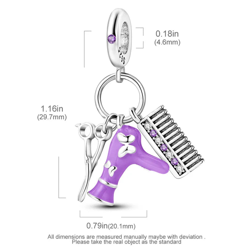 925 Silver Purple Hair Elements Pendant for Woman