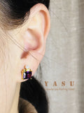 925 Silver Purple Zircon Perfume Bottle Earrings