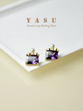925 Silver Purple Zircon Perfume Bottle Earrings