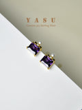 925 Silver Purple Zircon Perfume Bottle Earrings