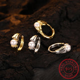 925 Sterling Silver Shell Pearl Hoop Earrings for Women Wedding Jewelry