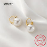 925 Silver Shell Pearl Hoop Earrings for Women Fine Jewelry BSE923