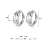 925 Sterling Silver Shell Pearl Hoop Earrings for Women Wedding Jewelry