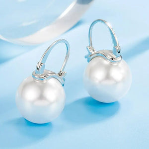 925 Silver Shell Pearl Hoop Earrings for Women Fine Jewelry BSE923