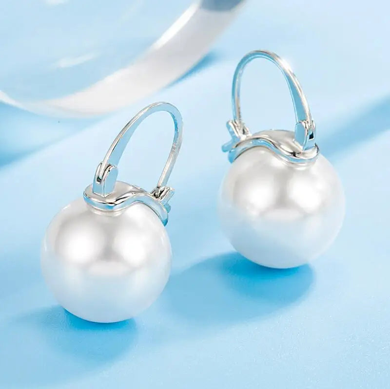 925 Silver Shell Pearl Hoop Earrings for Women Fine Jewelry BSE923