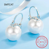 925 Silver Shell Pearl Hoop Earrings for Women Fine Jewelry BSE923