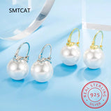 925 Silver Shell Pearl Hoop Earrings for Women Fine Jewelry BSE923
