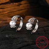 925 Silver Shell Pearl Candy Hoop Earrings for Women Engagement