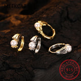 925 Silver Shell Pearl Candy Hoop Earrings for Women Engagement