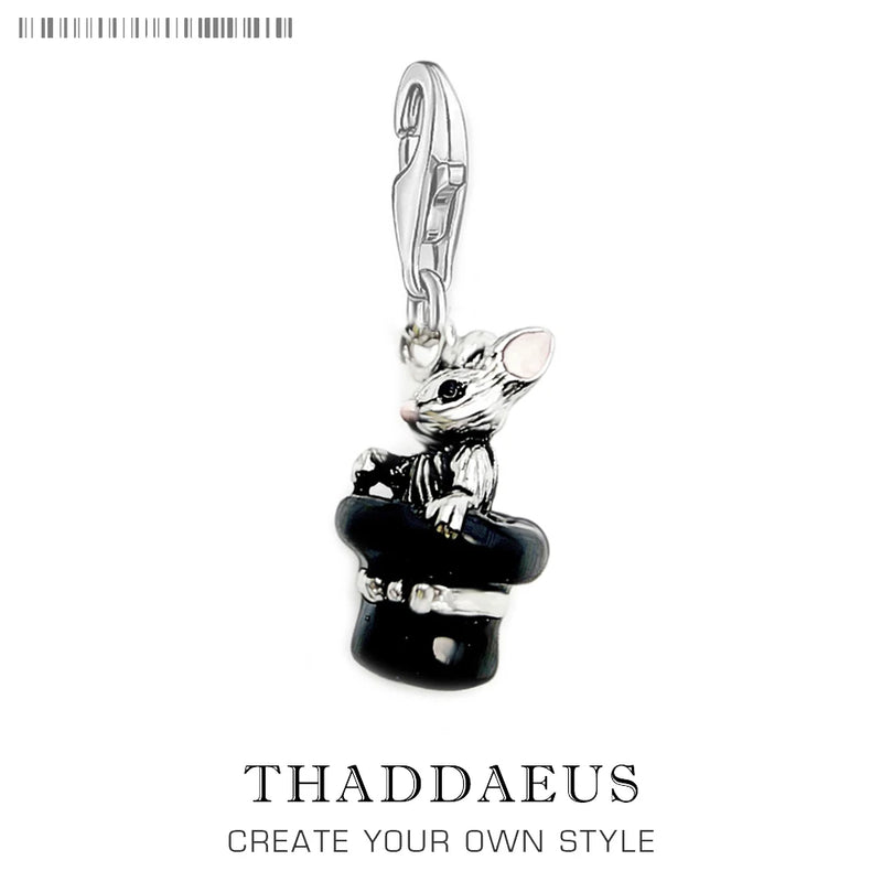 925 Silver Rabbit Charm Magician Bunny With Top Hat Magic Gift