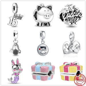 925 Silver Rabbit Mermaid Kitchenware Pendant Charm Bead for Bracelet DIY