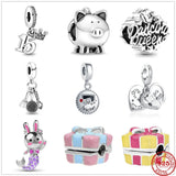 925 Silver Rabbit Mermaid Kitchenware Pendant Charm Bead for Bracelet DIY