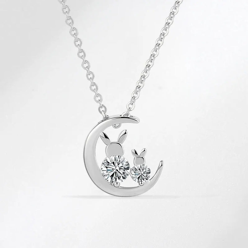 925 Silver Rabbit Zircon Choker Necklace For Women