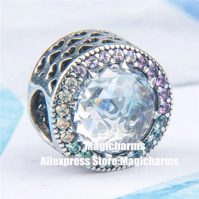 925 Silver Radiant Hearts & Multi-Color Crystals Charm Beads