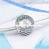 925 Silver Radiant Hearts & Multi-Color Crystals Charm Beads