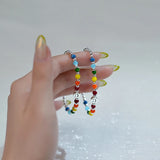 Rainbow Beaded Smiley Face Bracelet Charm Jewelry