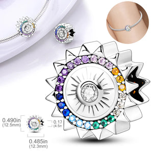 925 Silver Rainbow Circle Sun Charm Beads Necklace Bracelet