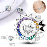 925 Silver Rainbow Circle Sun Charm Beads Necklace Bracelet