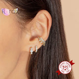 925 Silver Rainbow Clip Ear Cuffs Multicolor Crystal CZ Punk No Piercing Jewelry