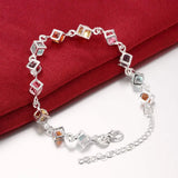 925 Silver Rainbow Moissanite Bangle Charm Bracelet
