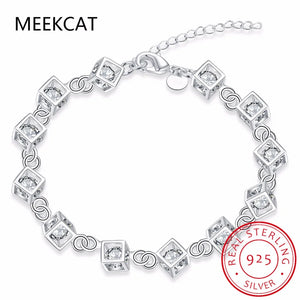 925 Silver Rainbow Moissanite Gemstone Bangle Bracelet