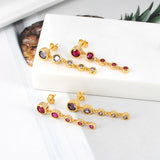 925 Silver Rainbow Crystal Cross Earrings Dangle Girl Earring Pendientes