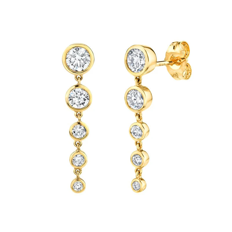 925 Silver Rainbow Crystal Cross Earrings Dangle Girl Earring Pendientes