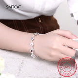 925 Silver Rainbow Heart Moissanite Diamond Bracelet for Women
