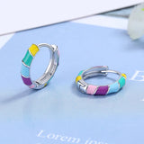 925 Silver Rainbow Round Earrings Women Fine Jewelry