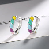 925 Silver Rainbow Round Earrings Women Fine Jewelry