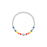 925 Silver Rainbow Smiley Elastic Rope Lucky Bead Bracelet