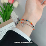 925 Silver Rainbow Smiley INS Elephant Rope Bracelet Women Jewelry