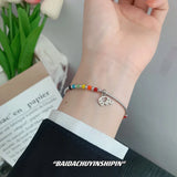925 Silver Rainbow Smiley INS Elephant Rope Bracelet Women Jewelry
