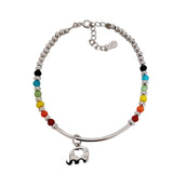 925 Silver Rainbow Smiley INS Elephant Rope Bracelet Women Jewelry