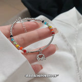 925 Silver Rainbow Smiley INS Elephant Rope Bracelet Women Jewelry