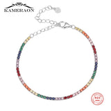 925 Silver Rainbow Tennis Bracelet 2mm Round Diamond Chain for Men and Women