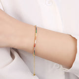 925 Silver Rainbow Tennis Bracelet 2mm CZ Chain Jewelry