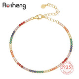 925 Silver Rainbow Tennis Bracelet 2mm CZ Chain Jewelry
