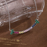 925 Silver Rainbow Diamond Smile Necklace for Women