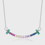 925 Silver Rainbow Diamond Smile Necklace for Women
