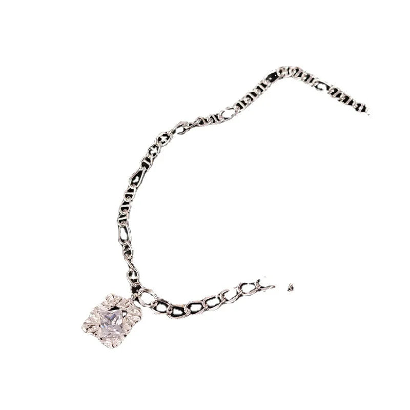 925 Silver CZ Chain Choker Necklace For Women Fine Jewelry